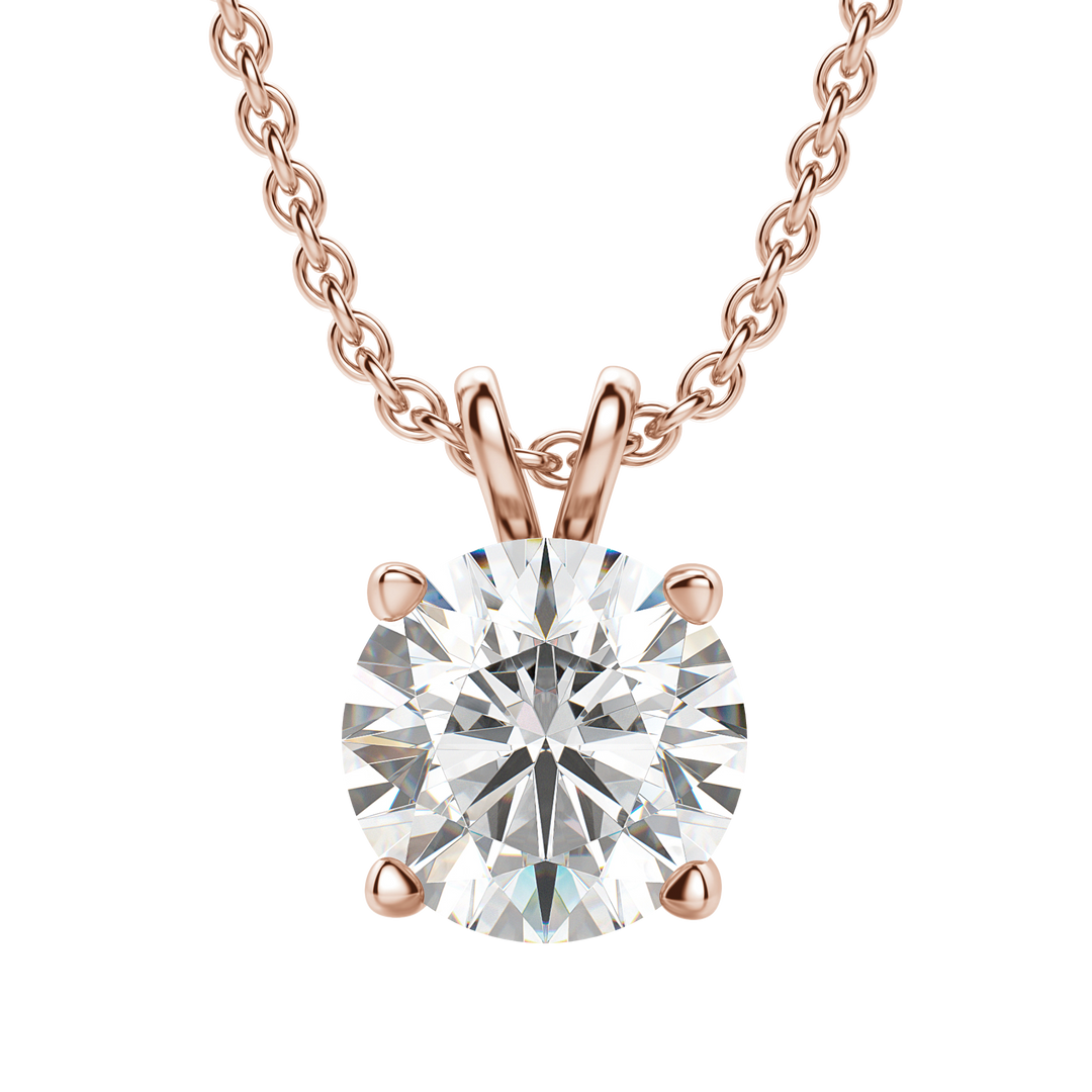 0.25-1.0CT Round Solitaire F-VS Lab Grown Diamond Necklace for Her