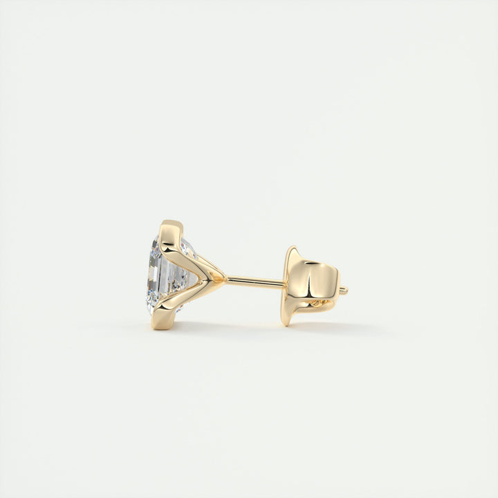 1.0CT Half Bezel Asscher Solitaire G-VS Lab Grown Diamond Earrings