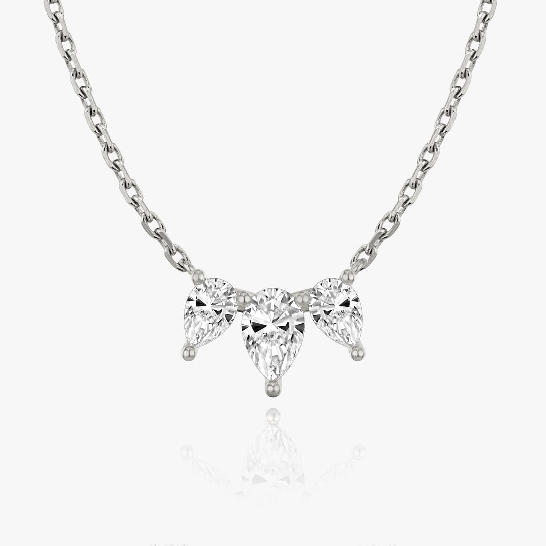 1.0TCW Pear Cut F-VS Lab Grown Diamond Three Stone Necklace