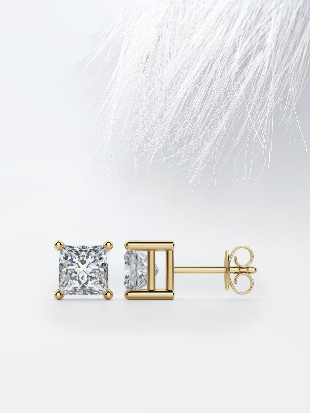 Princess Cut Moissanite Diamond Stud Earrings in 10K White Gold