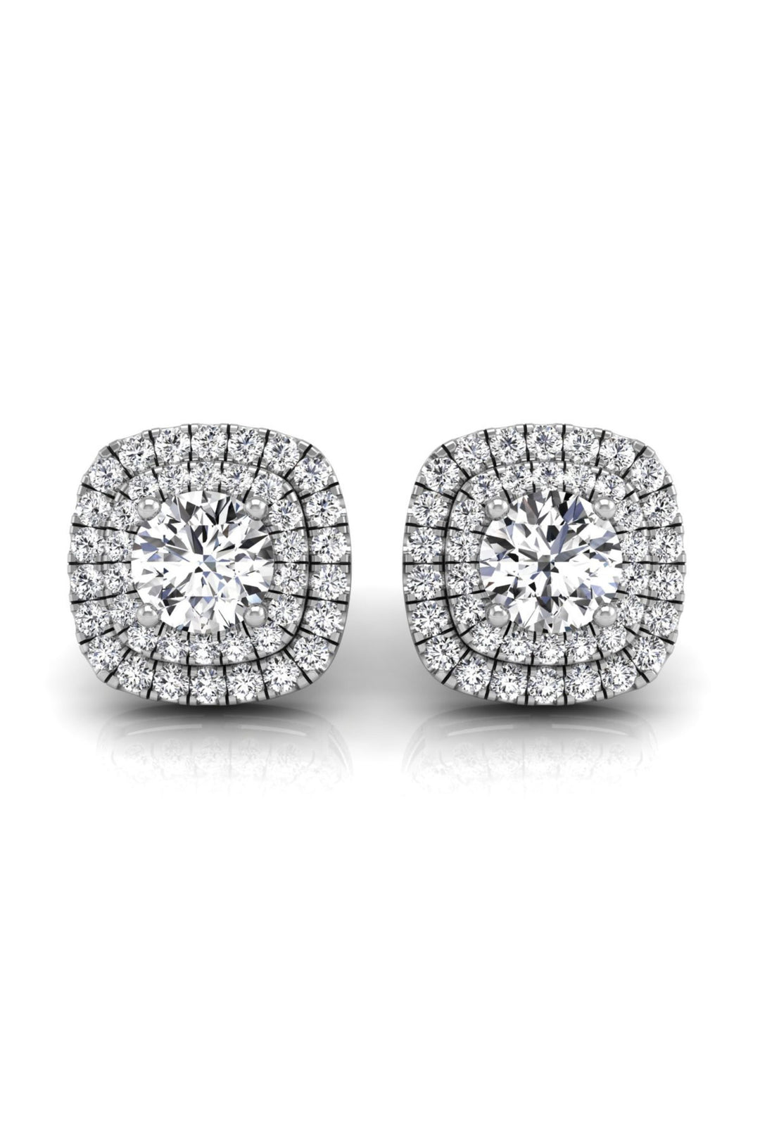 Round Cut Double Halo Moissanite Diamond Earrings for Women