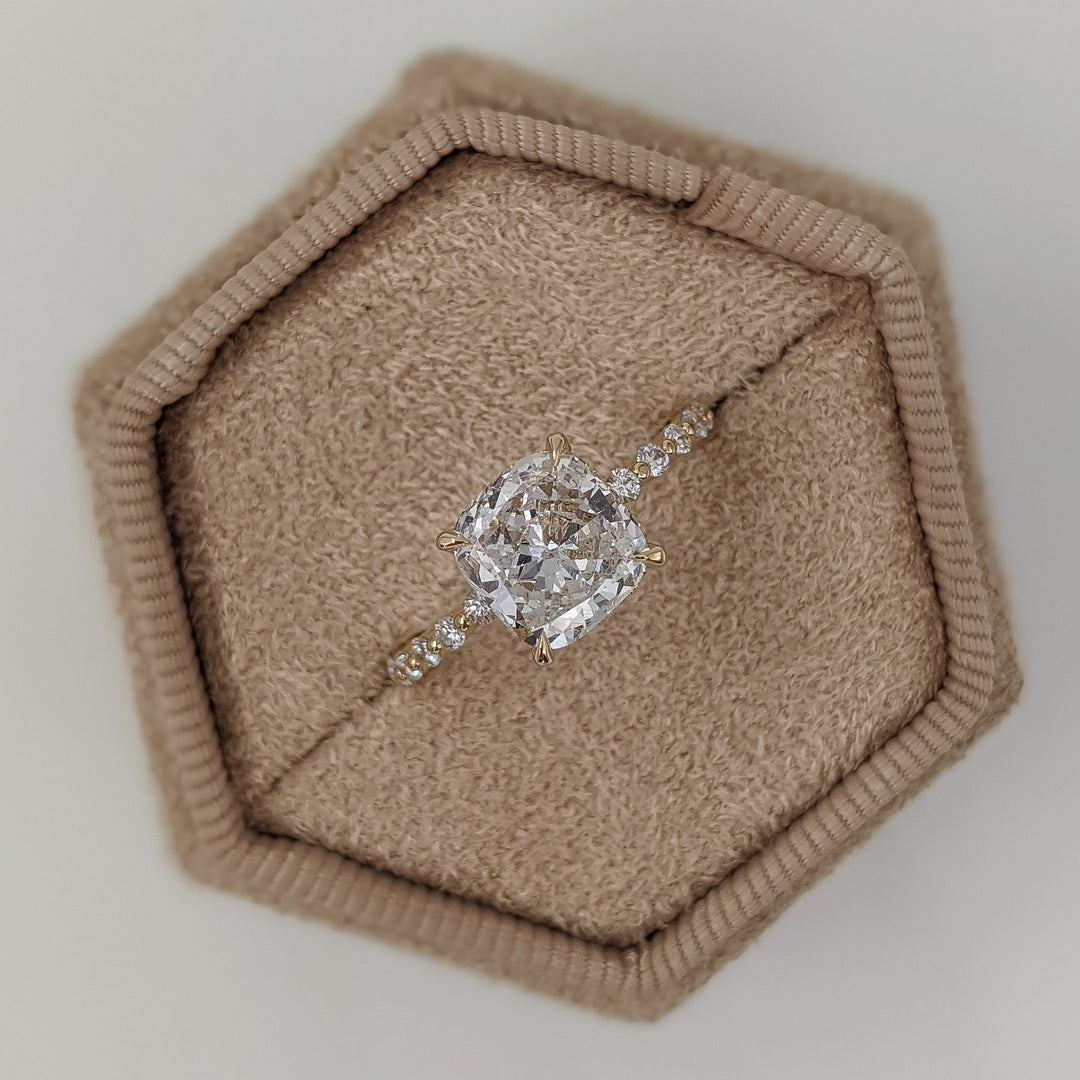  2.02ct Cushion D- VS1 Lag Grown Diamond Hidden Halo Engagement Ring