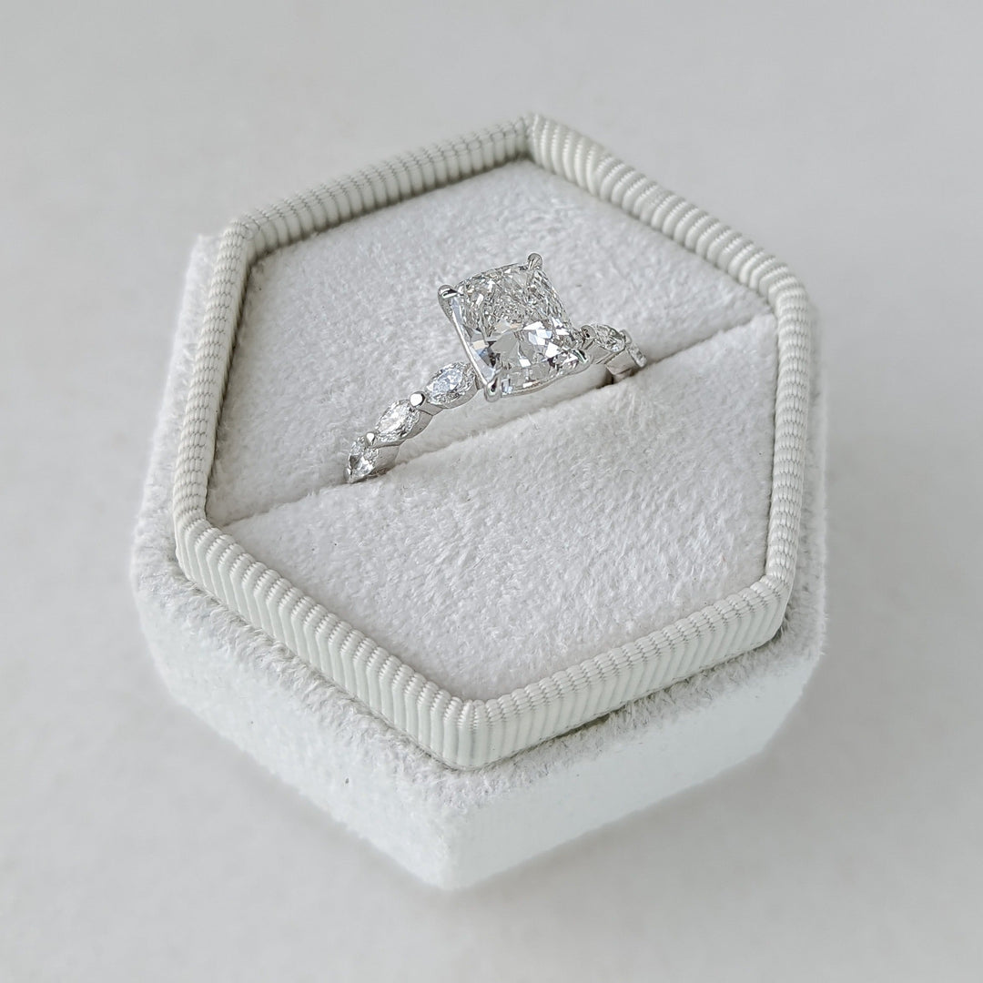 2.04ct Cushion G- VS2 Lag Grown Diamond Pave Engagement Ring