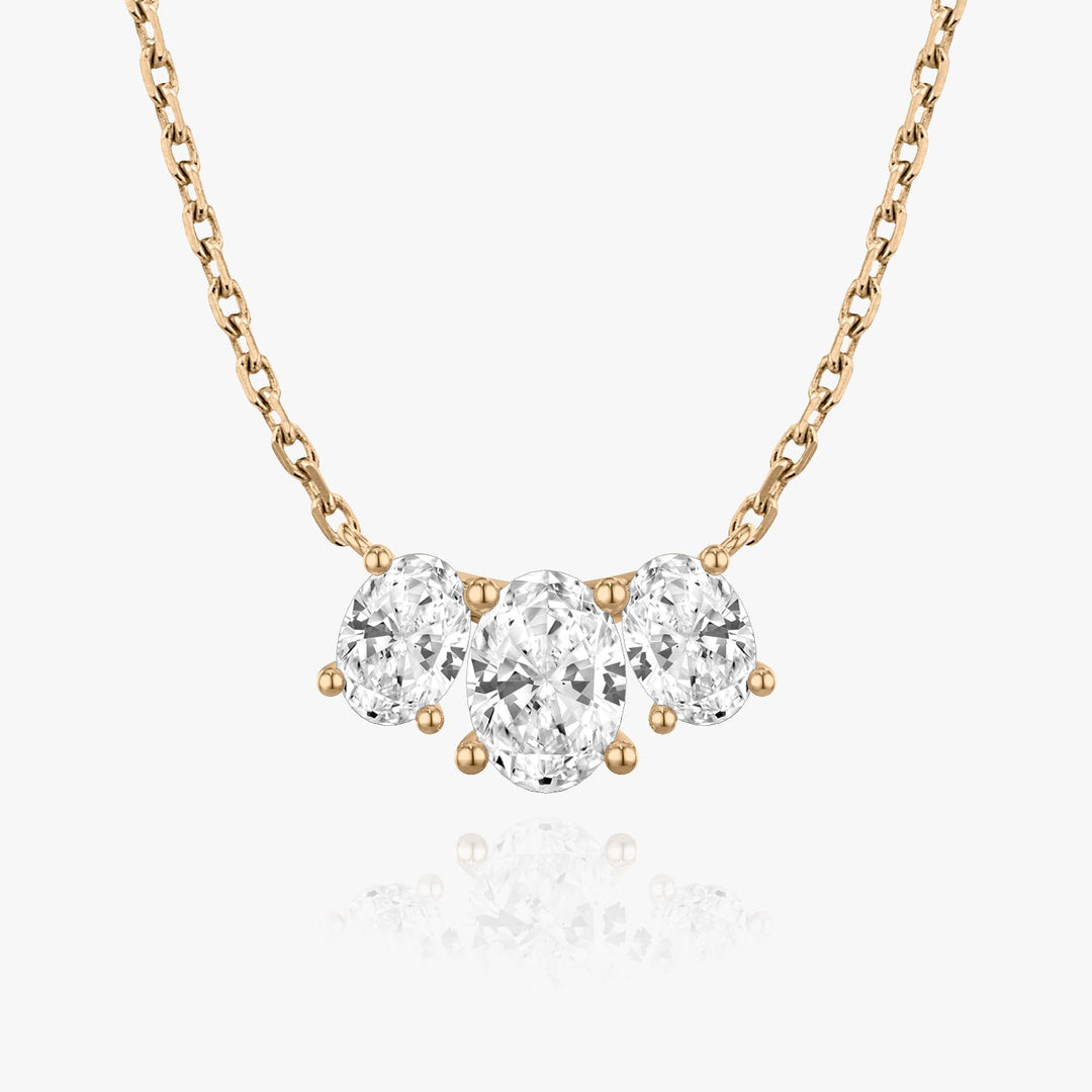 2.0TCW Oval F/VS Lab Grown Diamond Three Stone Necklace