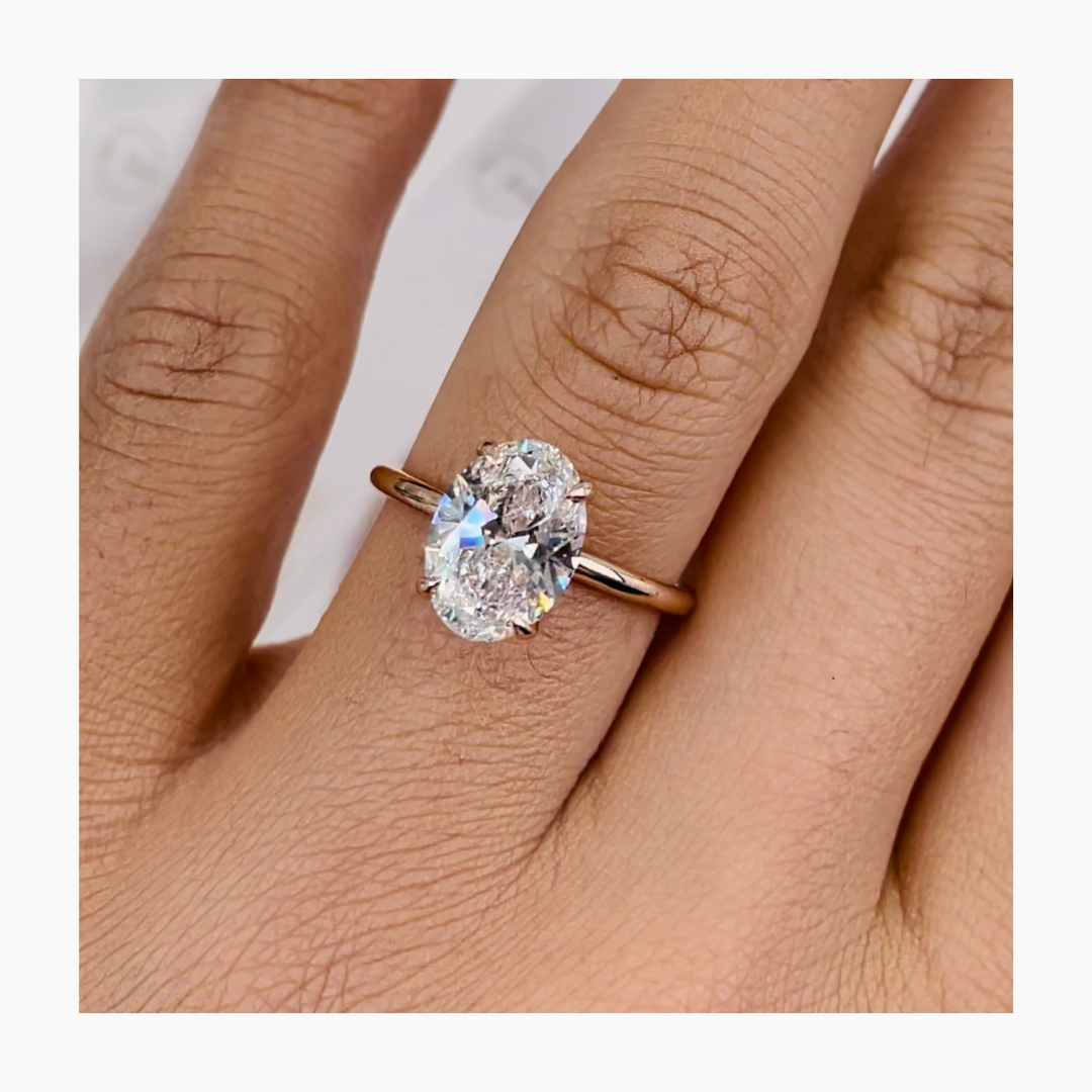 2.5ct Oval G- VS Hidden Halo Lab Grown Diamond Engagement Ring