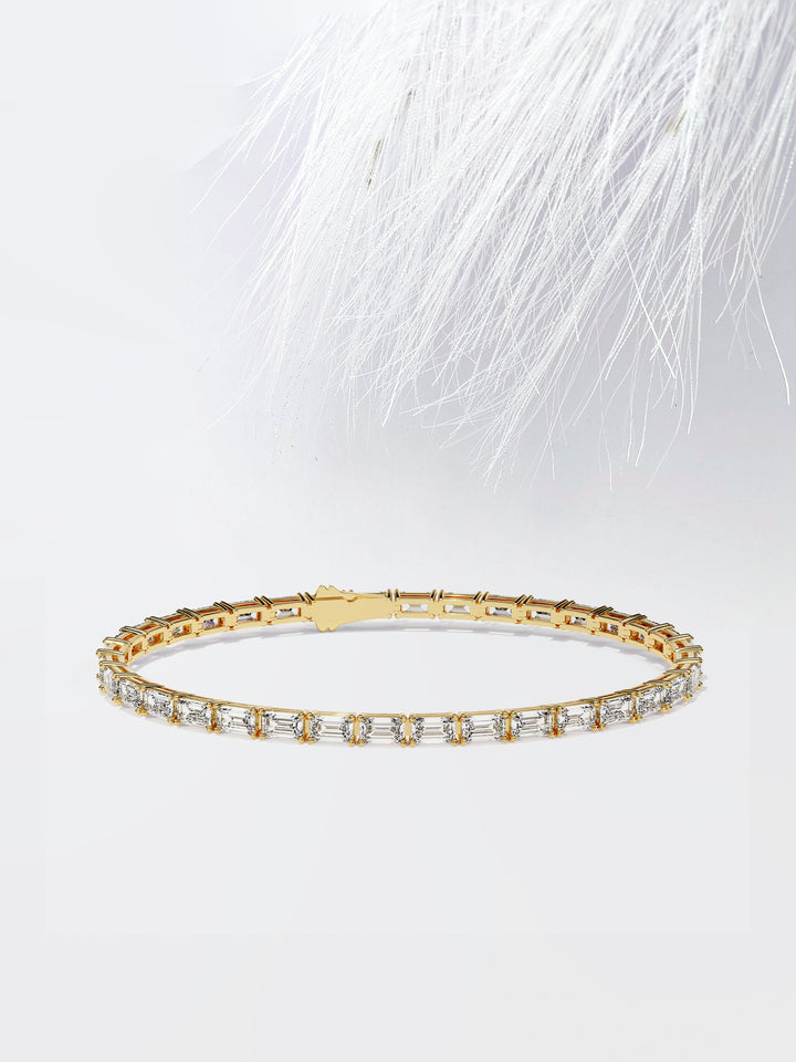 Emerald Cut Moissanite Diamond Tennis Bracelet in 14K White Gold