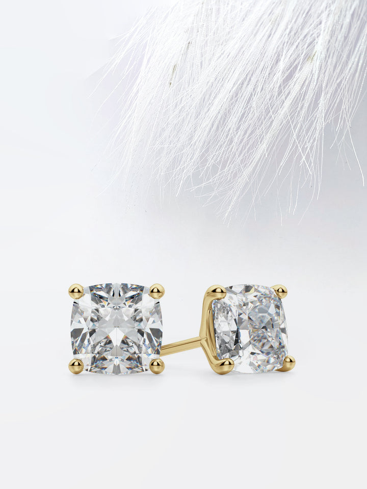 Cushion Cut Moissanite Stud Diamond Earrings for Women