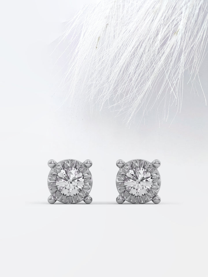 Bezel Set Round Cut Moissanite Stud Diamond Earrings for Women