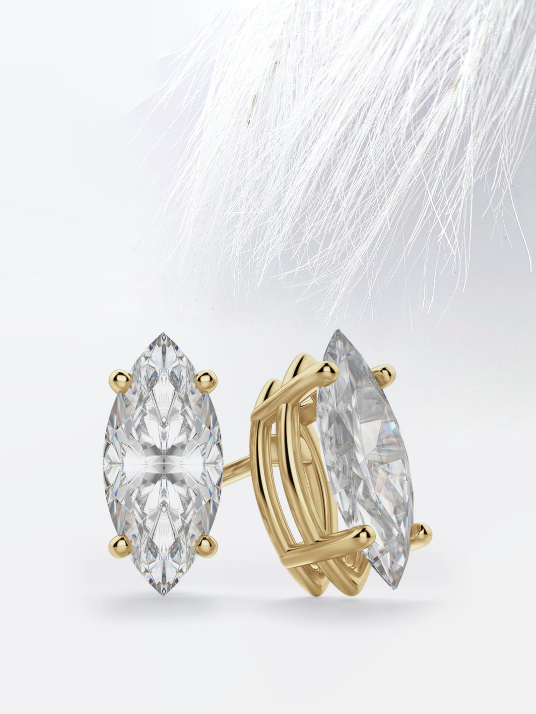 Marquise Cut Moissanite Diamond Stud Earrings in 14K White Gold