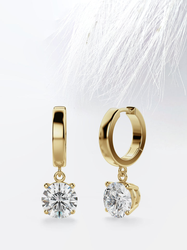 Round Cut Moissanite Drop Diamond Earrings for Women