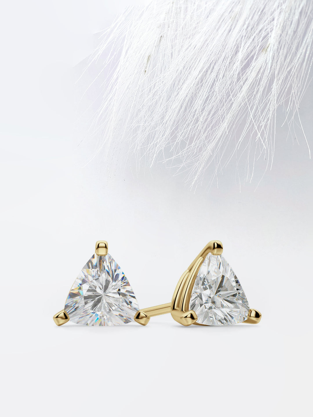 Trillian Cut Moissanite Diamond Stud Earrings in 14K White Gold