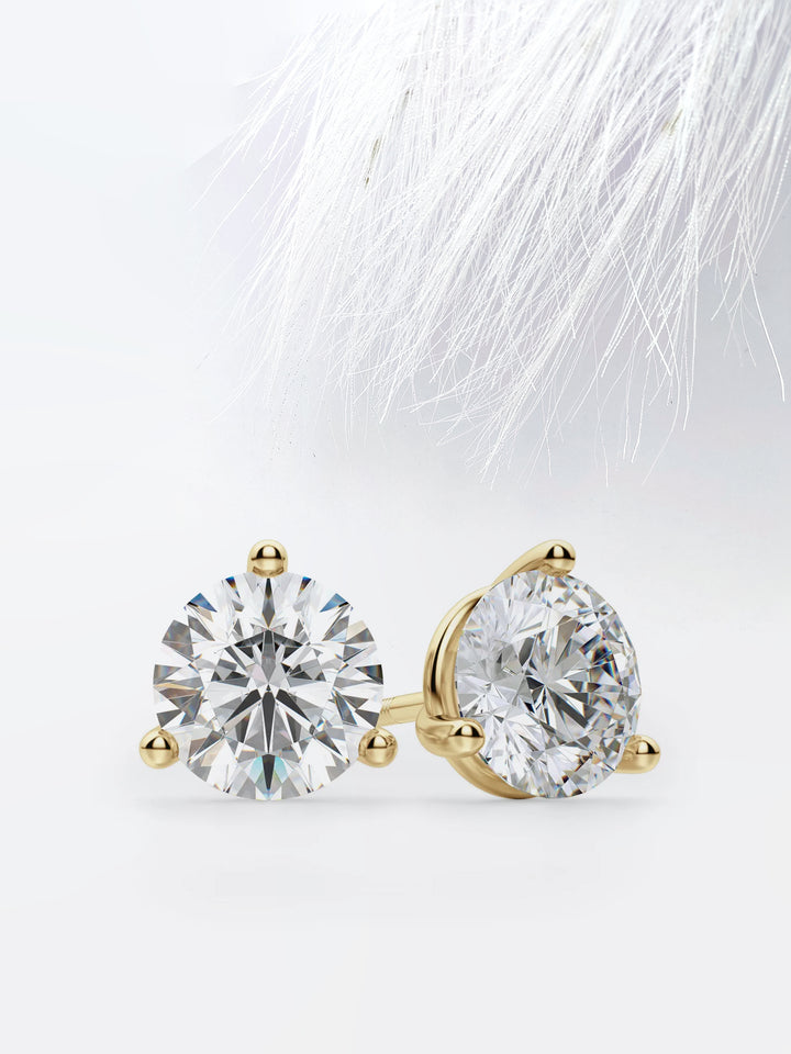 Round Cut Moissanite Stud Diamond Earrings in 14K Gold