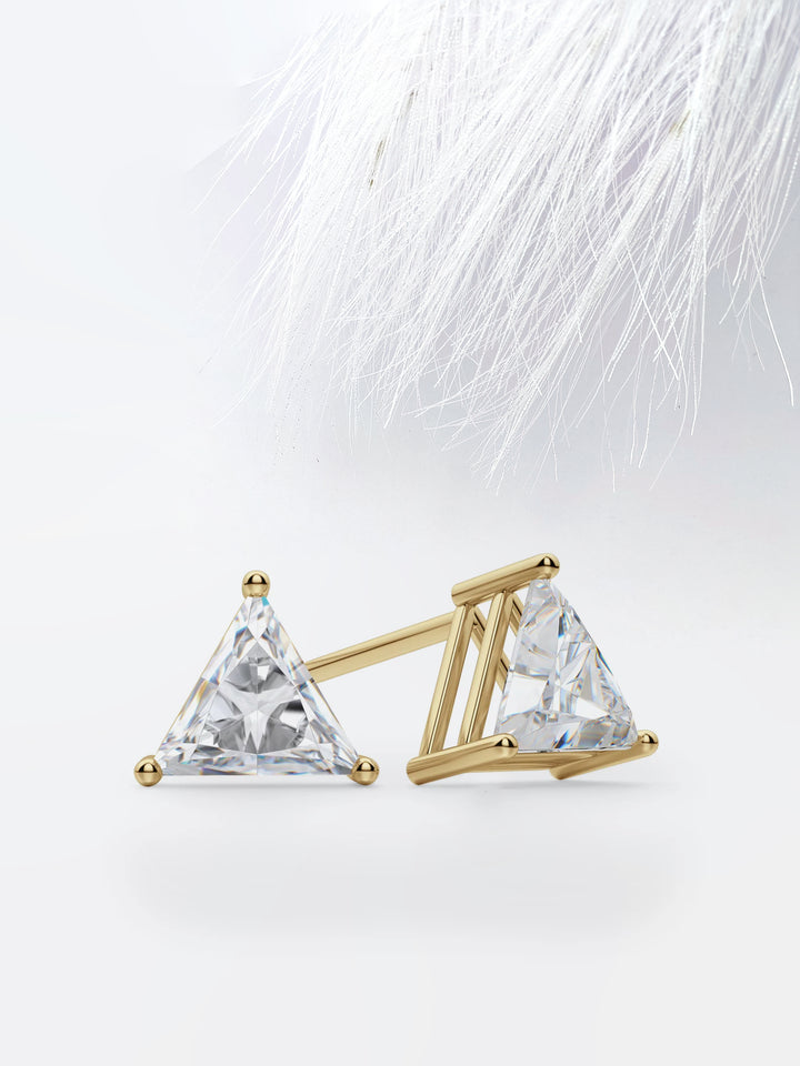 Triangle Cut Moissanite Diamond Studs Earrings in 10K White Gold