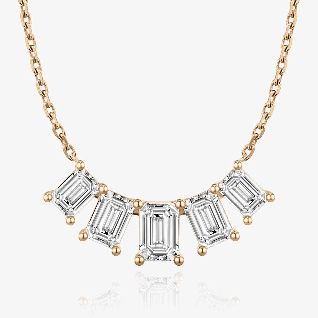 3.50CT Emerald F-VS Lab Grown Diamond Five Stone Necklace