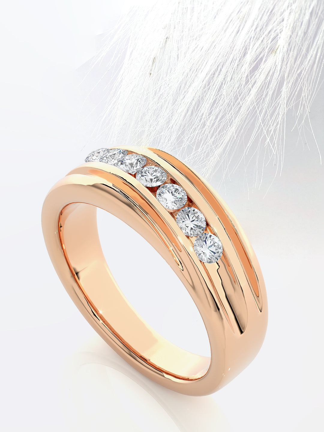 1.5CT Seven Stone Round Moissanite Wedding Band in Rose Gold