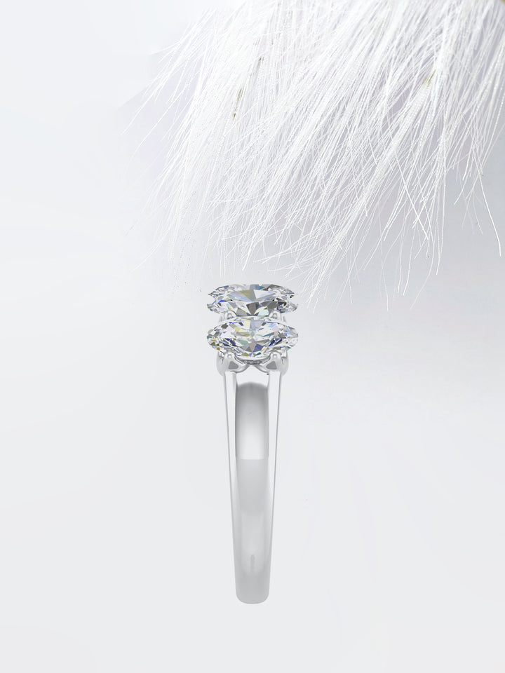 Oval G - VVS Lab Grown Diamond Five Stone Wedding Band in White Gold