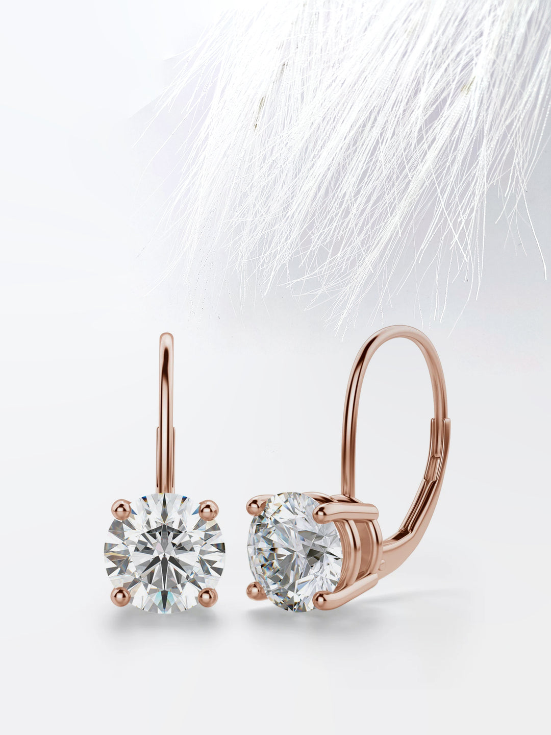 Round Cut Moissanite Renee Diamond Earrings in 14K Gold
