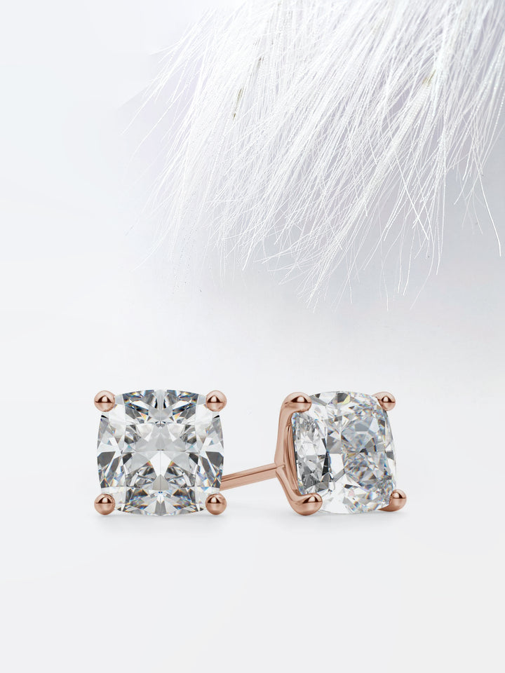 Cushion Cut Moissanite Stud Diamond Earrings for Women