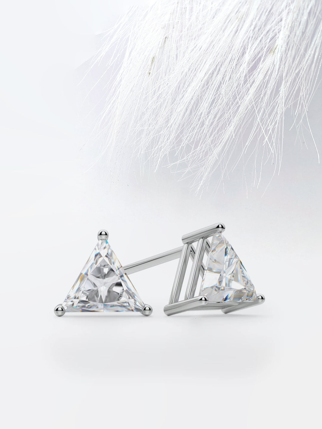 Triangle Cut Moissanite Diamond Studs Earrings in 10K White Gold