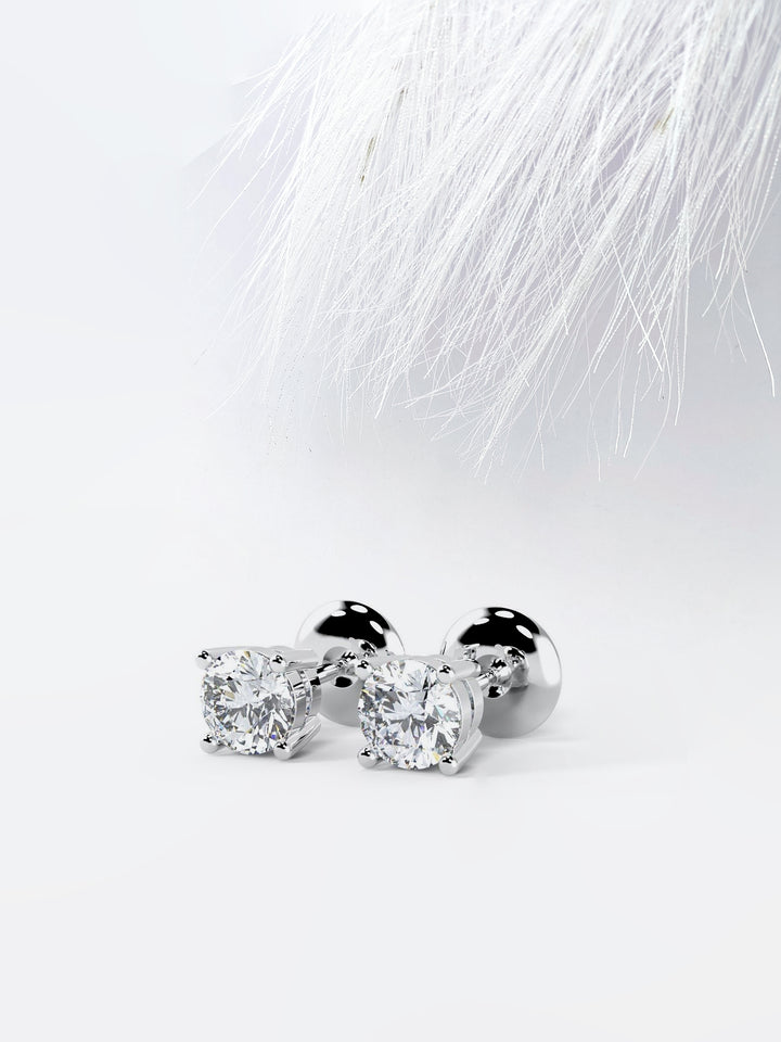 1.20Ct Round Cut Moissanite Diamond Stud Earrings in White Gold