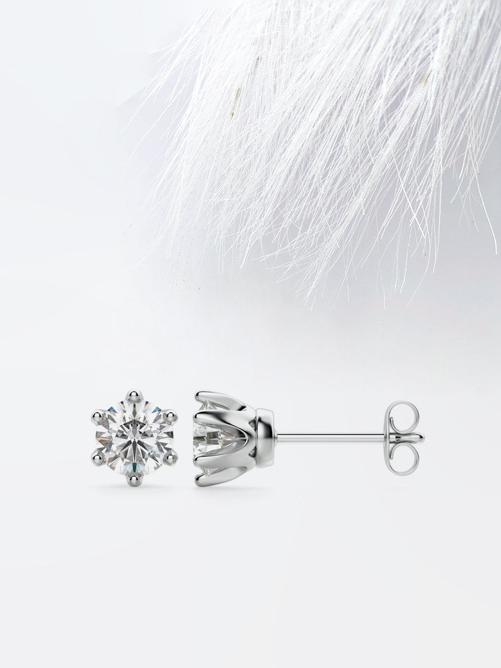 Round Cut Moissanite Stud Diamond Earrings for Women