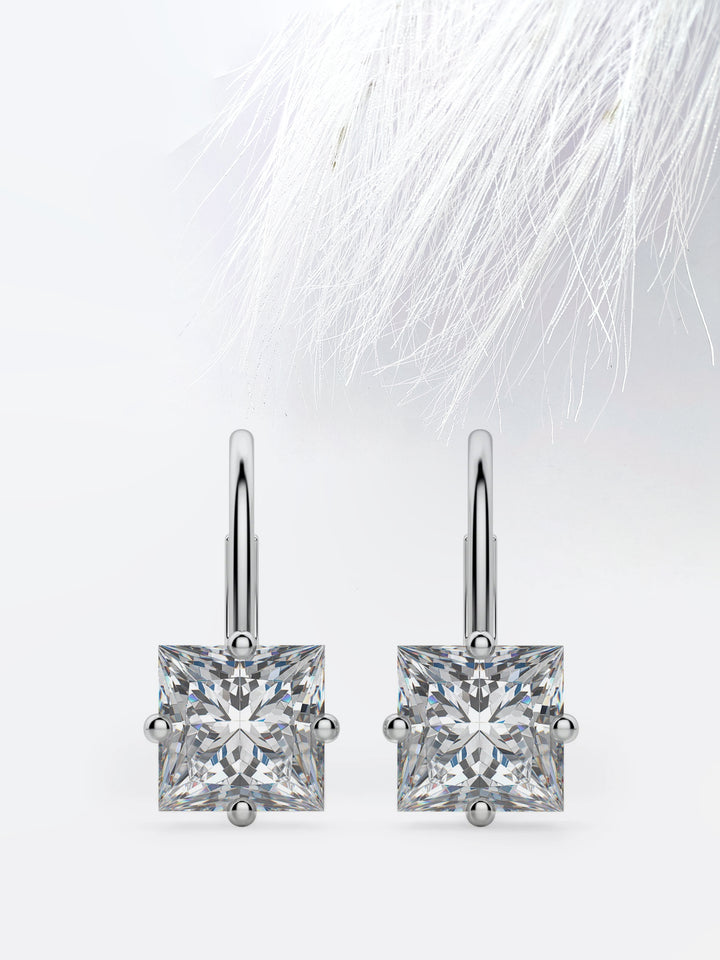Princess Cut Moissanite Renee Diamond Earrings for Women