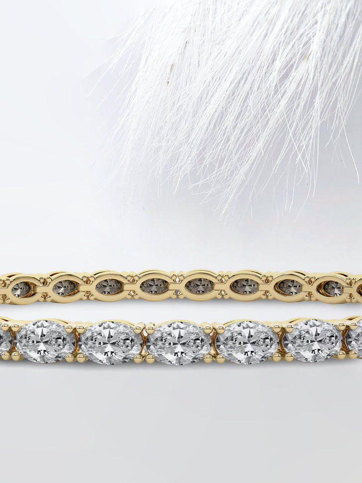18k Gold Oval Cut Moissanite Diamond Tennis Bracelet for women