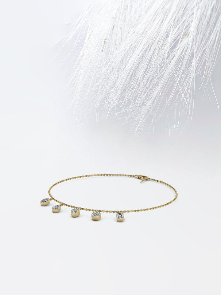 Mix Shape Moissanite Diamond Bezel Set Bracelet in White Gold