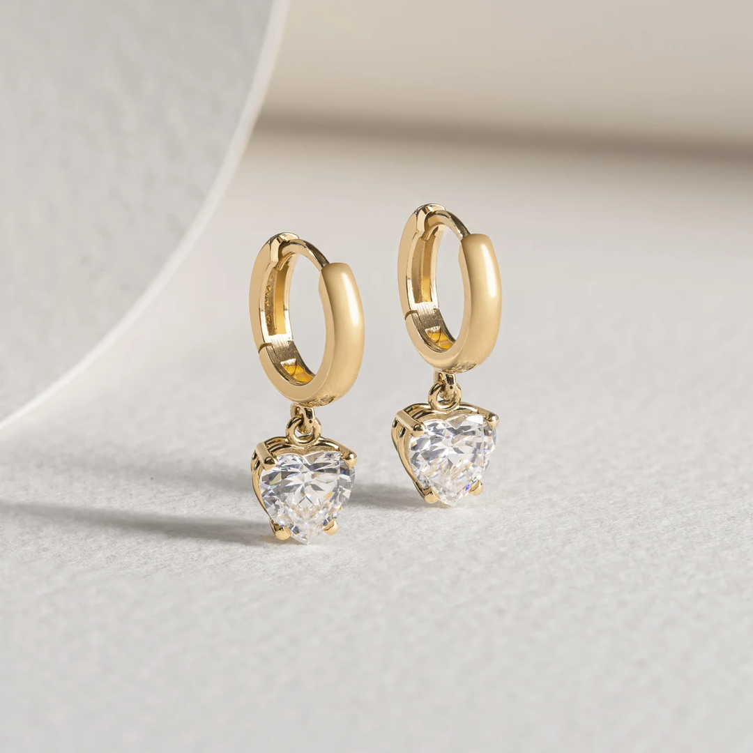 Heart Cut Moissanite Drop Diamond Earrings for Women