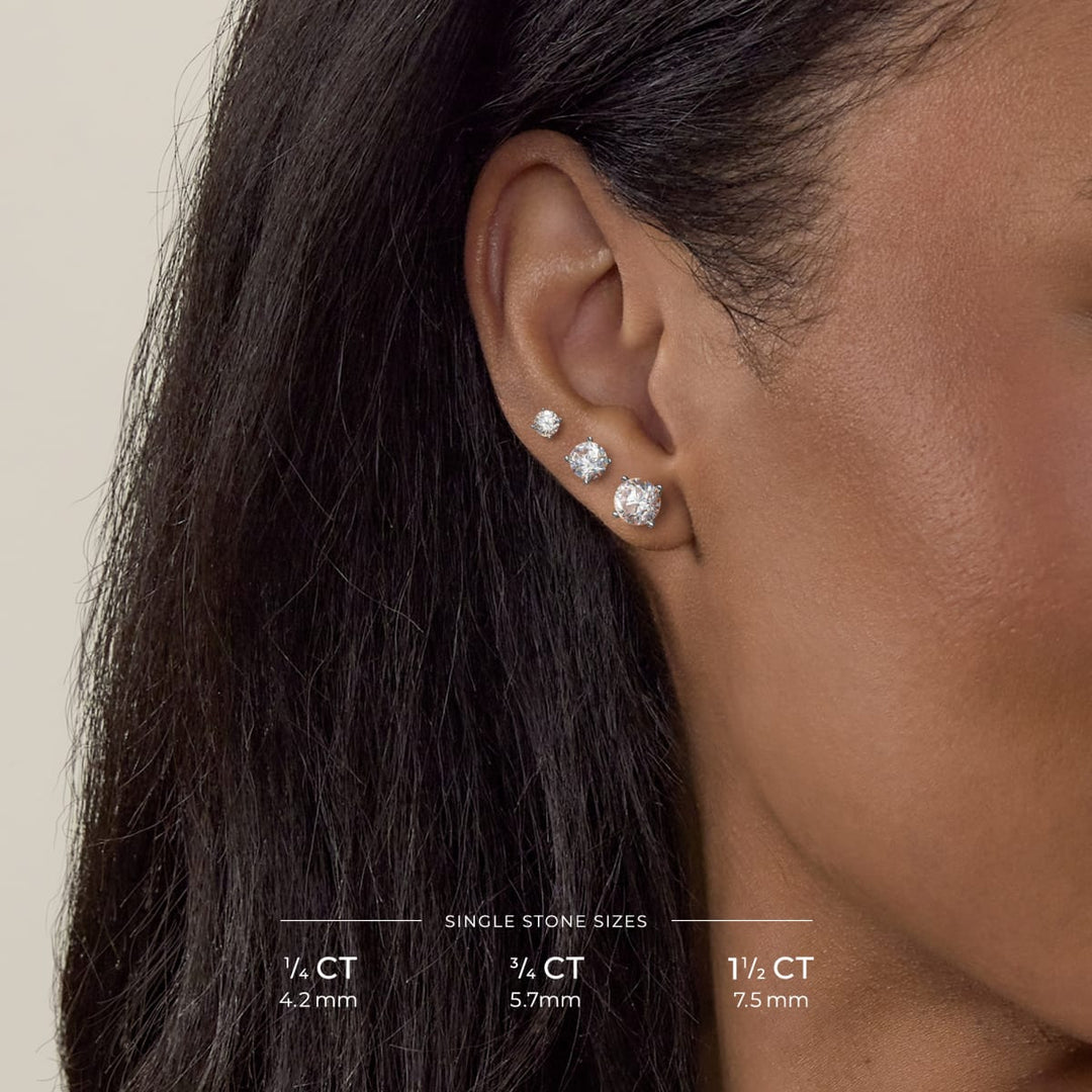 Round Cut Moissanite Stud Diamond Earrings for Women