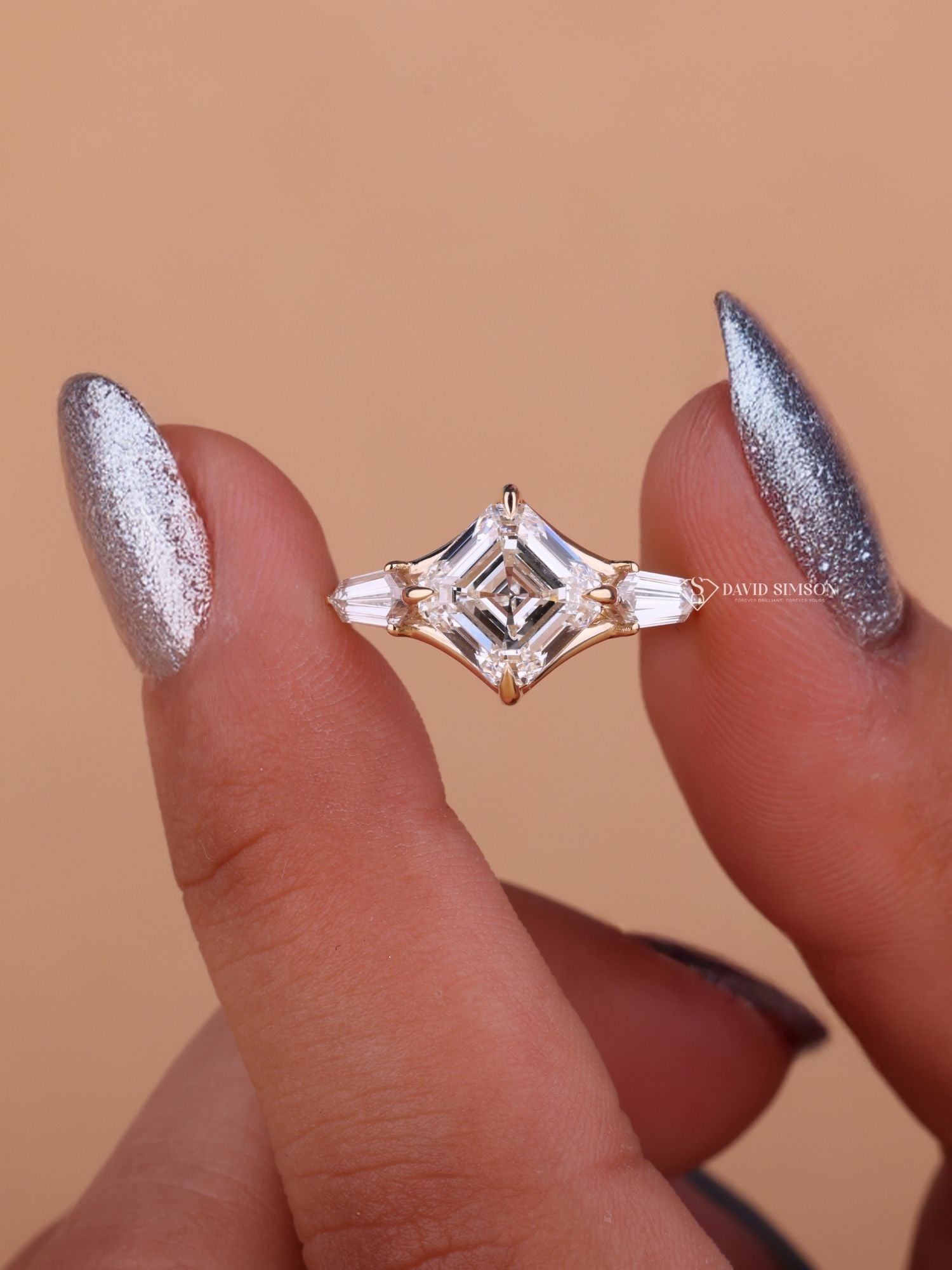 3.0CT-4.0CT Princess Cut Moissanite Diamond Split Shank Engagement