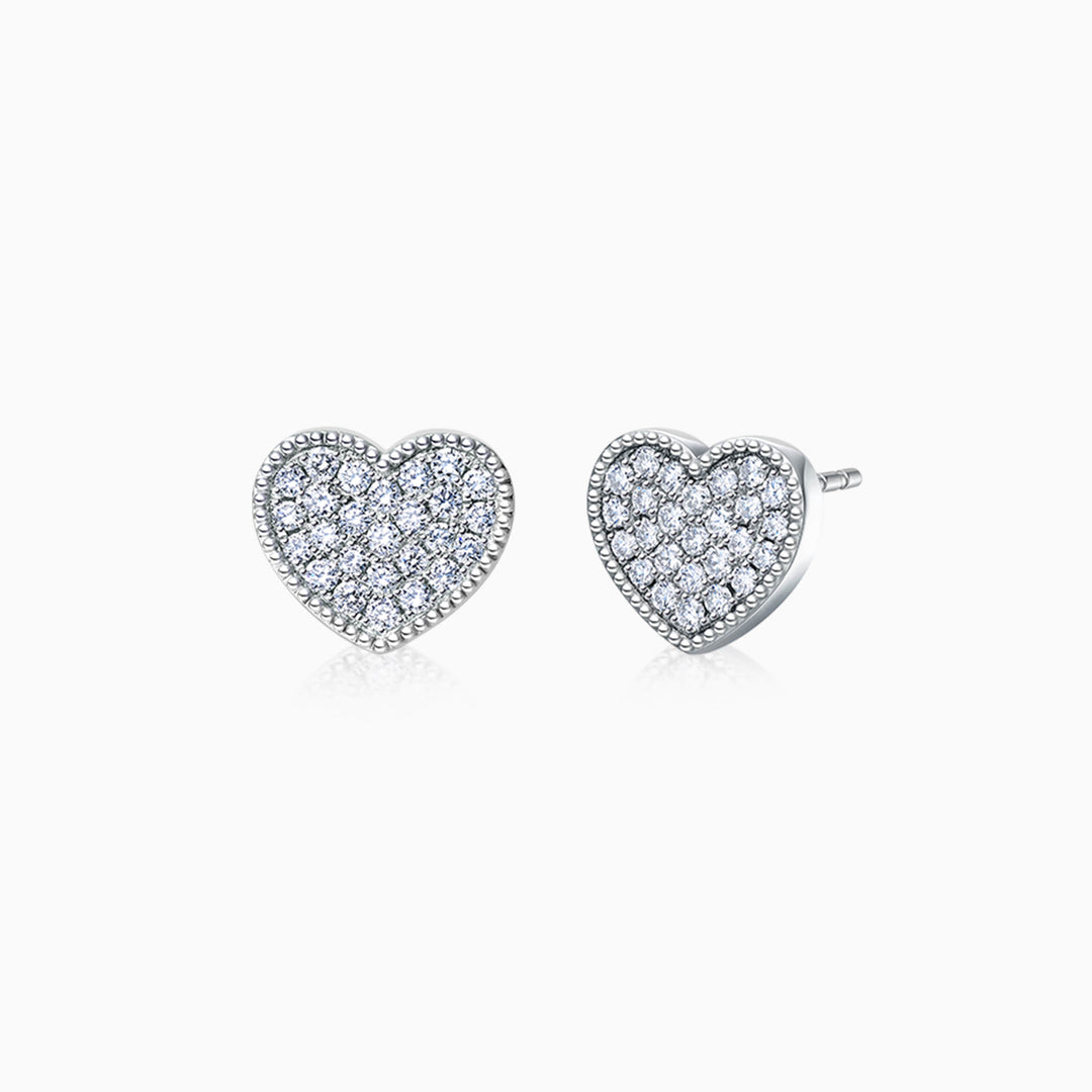 Round Cut Heart Shape Moissanite Diamond Stud Earrings