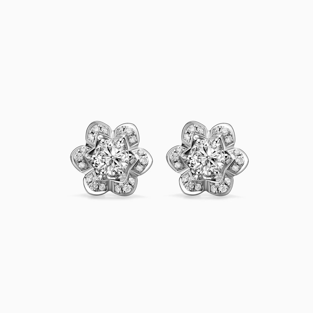 Round Cut Unique Flower Style Moissanite Diamond Studs Earrings