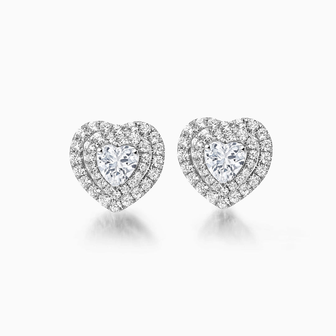 Heart Cut Moissanite Double Halo Diamond Earrings for Women