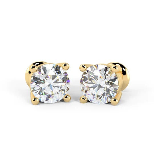 2.0CT Round Cut Moissanite Diamond Stud Earrings in White Gold