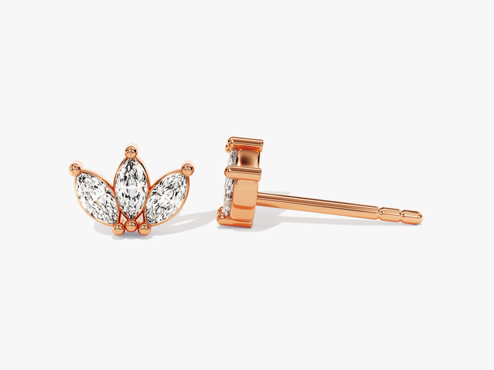 Marquise Moissanite Diamond Crown Earrings for Women