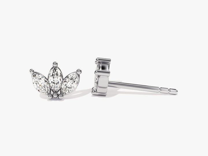 Marquise Moissanite Diamond Crown Earrings for Women