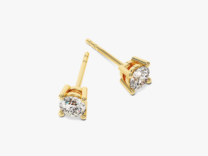 Round Cut Moissanite Diamond Earrings for Women in Yellow Gold