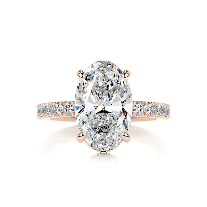 2.0CT-4.0CT Oval Cut Hidden Halo Moissanite Engagement Ring