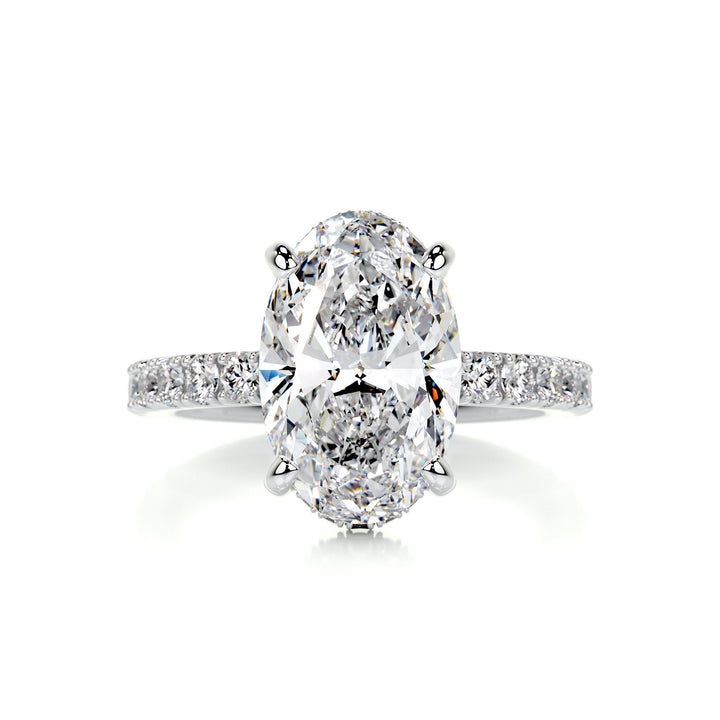 2.0CT-4.0CT Oval Cut Hidden Halo Moissanite Engagement Ring