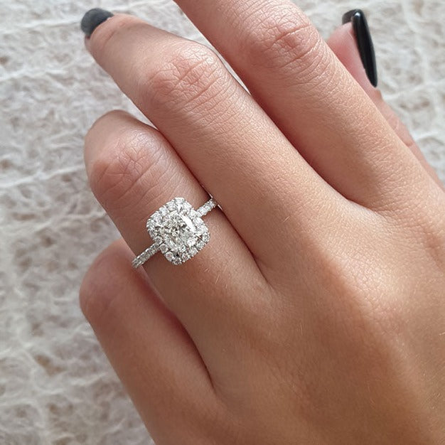 Radiant cut diamond with halo Clearance