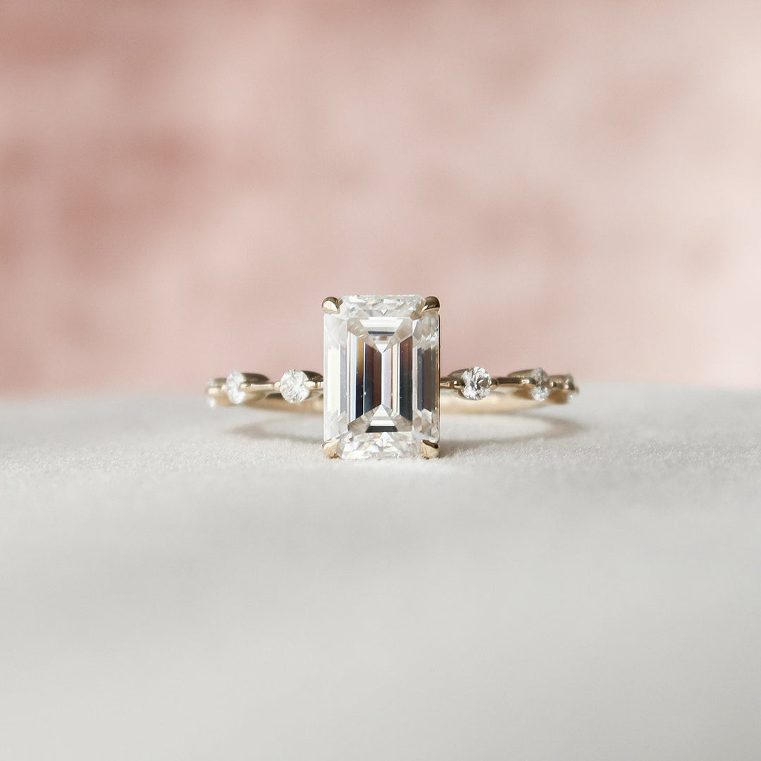 2.50CT Emerald Cut Solitaire Moissanite Engagement Ring