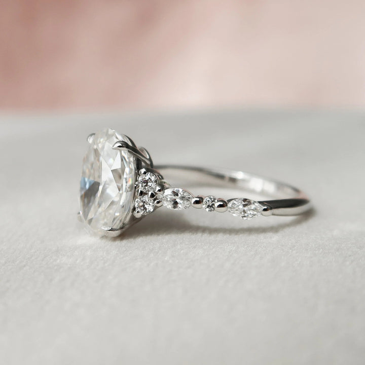 3.0CT Oval Cut Moissanite Diamond Eternity Bridal Engagement Ring Set