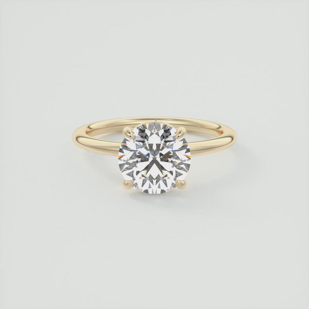 2CT-3CT Round Flush Stacking Low Profile Solitaire Moissanite Engagement Ring