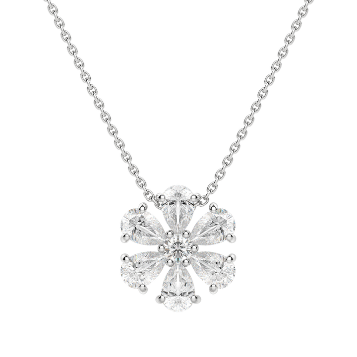0.7 CT Pear and Round Cut Petal Necklace Moissanite Diamond Necklace