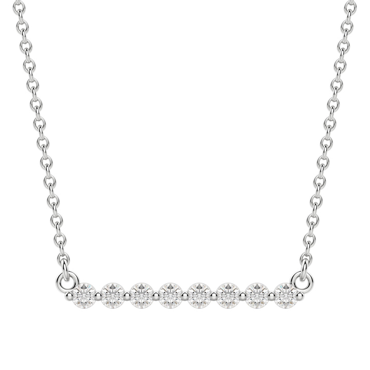 0.24 CT Round Cut Shared Prong Bar Necklace Moissanite Diamond Necklace