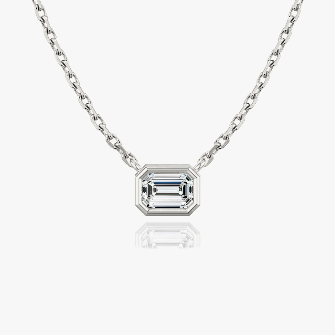 0.25CT - 1.0CT Emerald Cut Bezel Solitaire F-VS Lab Grown Diamond Necklace