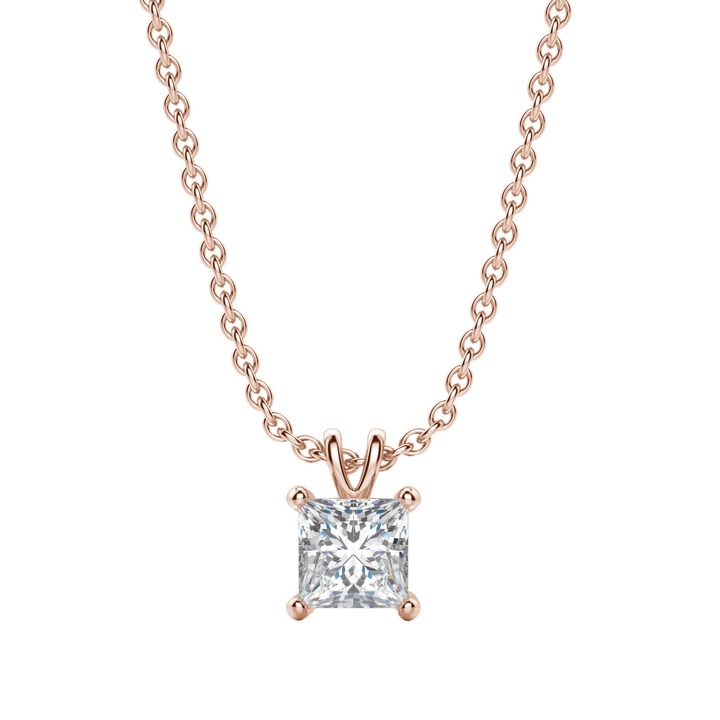 0.25CT- 1.0CT Princess Solitaire F-VS Lab Grown Diamond Necklace
