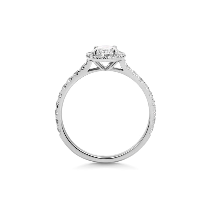 0.7ct Oval Cut Halo F- VS1 Lab Grown Diamond Pave Engagement Ring