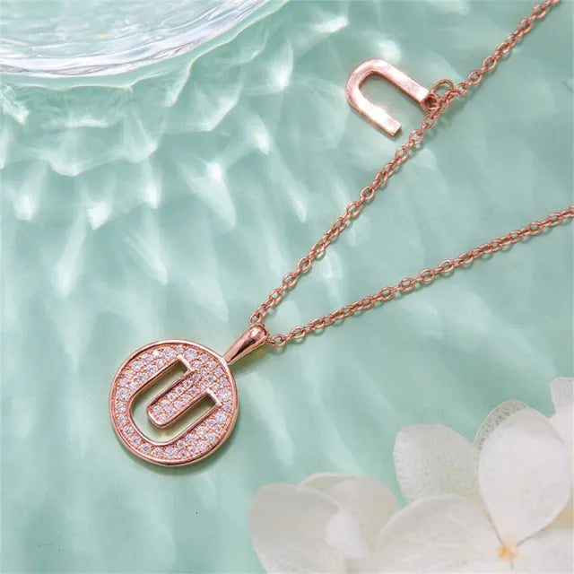 " U " Letter Moissanite Diamond Necklace for Women